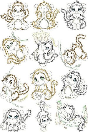 Matriz Bordado Macaquinho Feliz