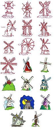 Matriz Bordado Moinho De Vento Ponto Cheio E Redwork