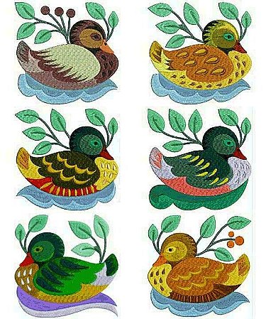 Matriz Bordado Patos Na Lagoa