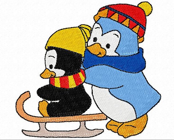 Matriz Bordado Pinguins Brincando