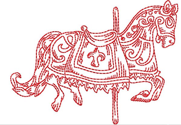 Matriz Bordado Redwork Cavalinho No Carrossel