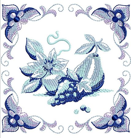 Matriz Bordado Frutas No Azulejo