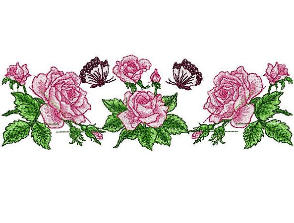 Matriz Bordado Lindas Flores Para Toalha