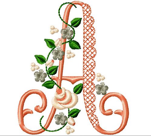 Matriz Bordado Alfabeto Rosinha Com Renda
