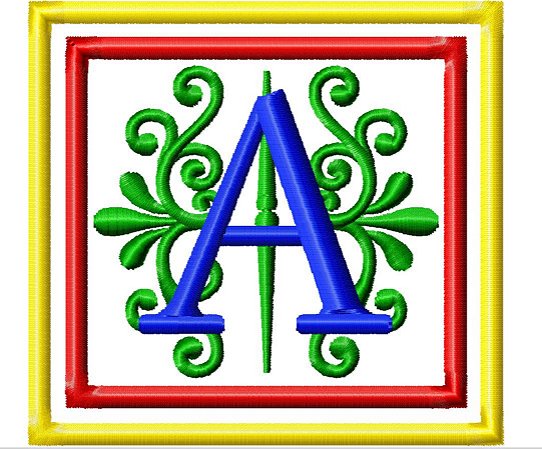 Matriz Bordado Alfabeto Com Arabesco E Moldura Dupla