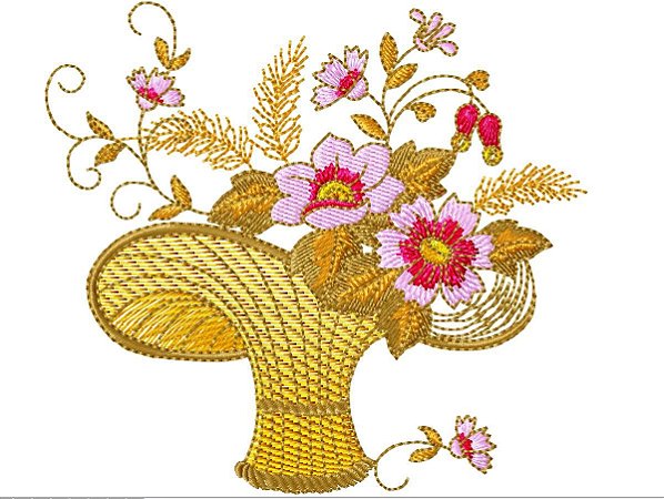 Matriz Bordado Vaso Com Flores Delicados