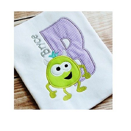 Matriz Bordado Alfabeto Aplique Monstrinho Feliz