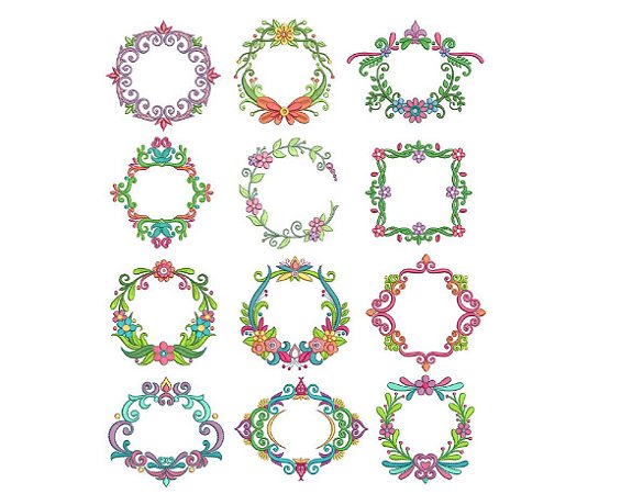Matriz Bordado Molduras Com Flores Lindas