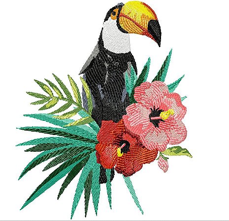Matriz Bordado Pássaros Com Flores Lindas