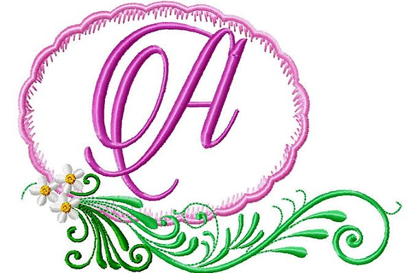 Matriz Bordado Alfabeto Floral Moldura Delicada