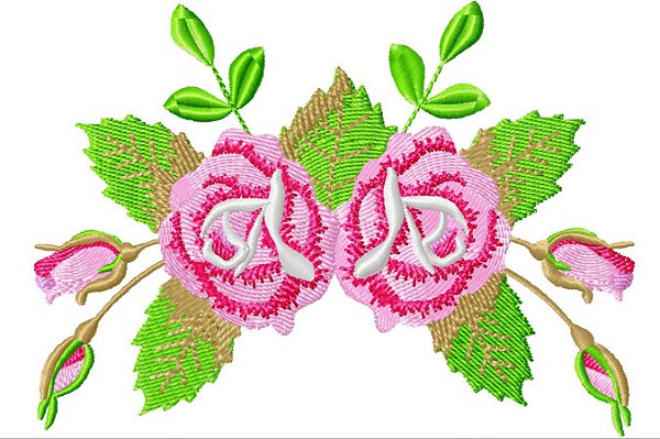 Matriz Bordado Rosas Com Botão