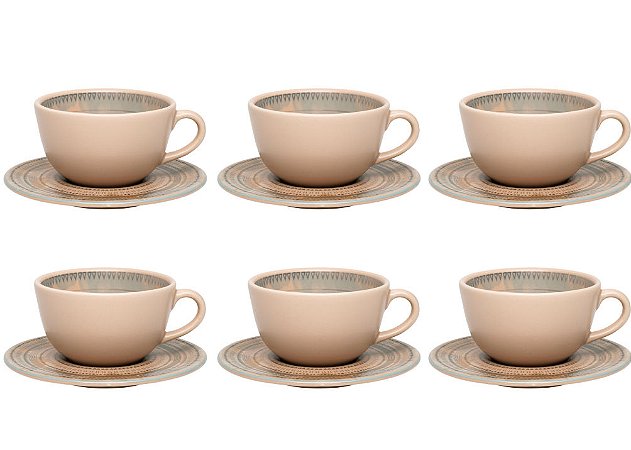 Jogo de Chá 12 peças Cerâmica Unni Lima Oxford - Colher de Panela