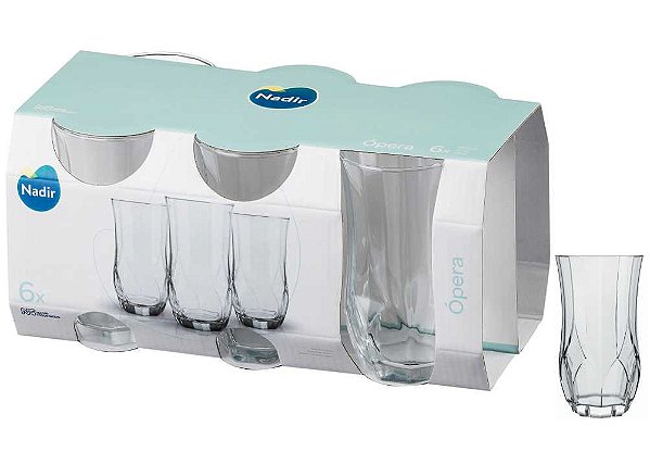 Copo Ópera 360mL Long Drink com 6 peças Vidro Incolor Nadir