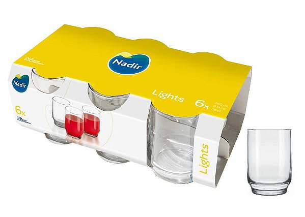 Jogo Com 6 Copos 410Ml Long Drink Lights Nadir - Vidro