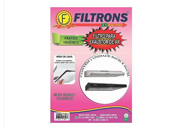 Filtro para Exaustor / Suggar com 1 peça Filtrons