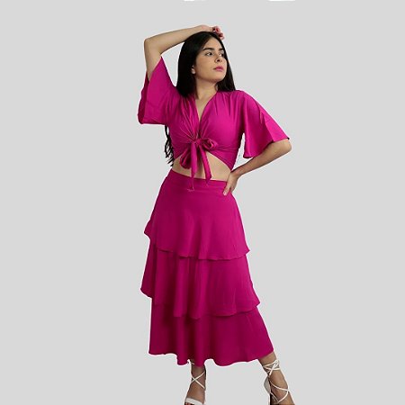 conjunto de viscose saia e blusa