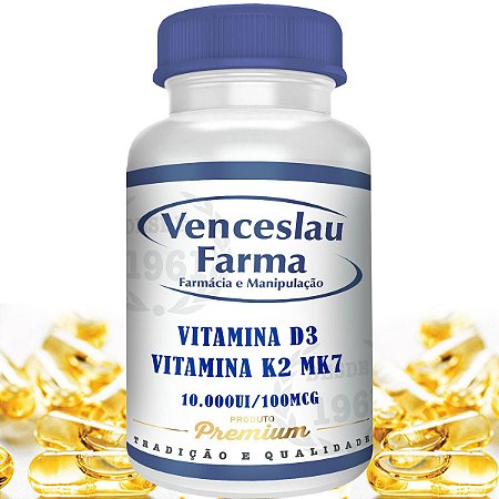 Vitamina D3 10.000ui e Vitamina K2 MK7 100mcg – Cápsulas Lipofílica