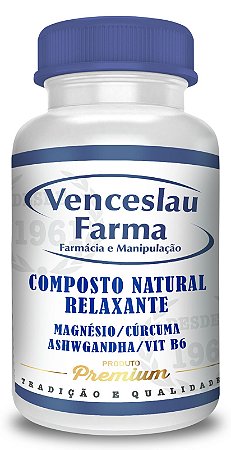 Composto Natural Relaxante (Magnésio, Curcuma, Ashwgandha e Vit B) - Cápsulas