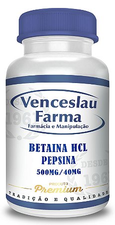 Betaína 500mg e Pepsina 40mg - Cápsulas