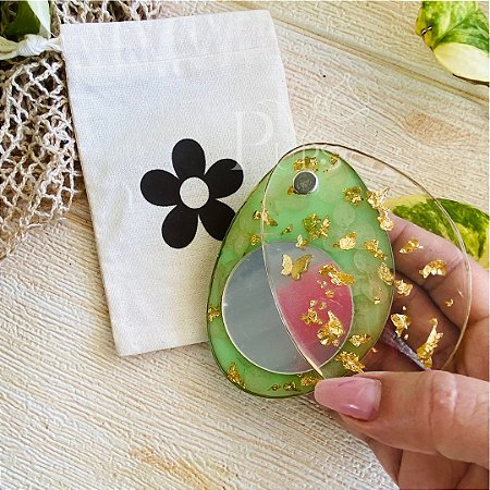 ESPELHO FLORAL VERDE - PRONTA ENTREGA