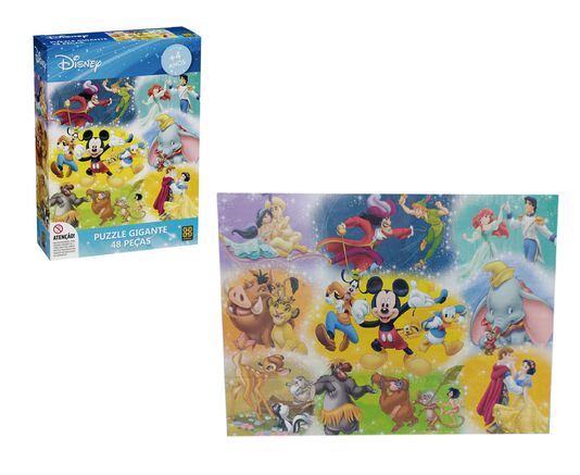 Quebra-Cabeça - Puzzle Panorama - Animais Disney - 350 Peças - Grow