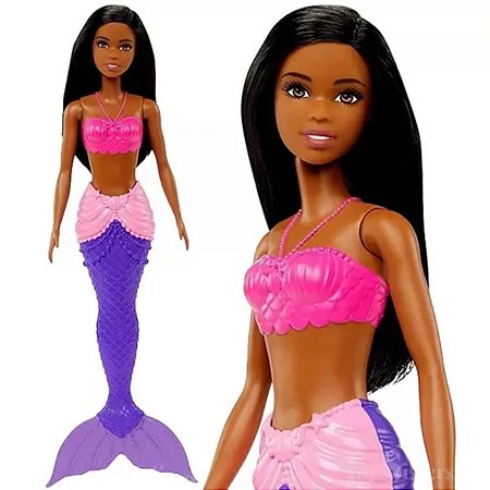 Barbie Negra Sereia Boneca Original Barata Linda Cores Fortes em