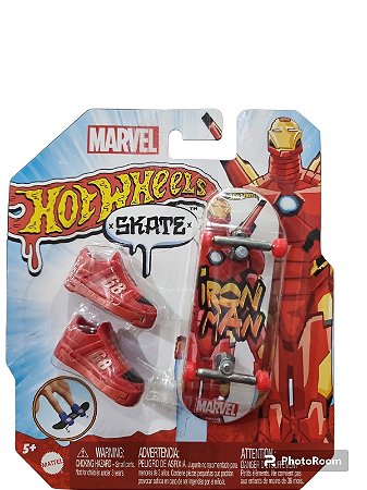 Hot Wheels Skate De Dedo Com Tenis Homem De Ferro