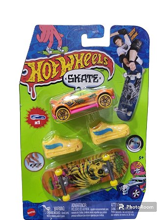 Skate De Dedo Hot Wheels C/ Tenis E Carrinho