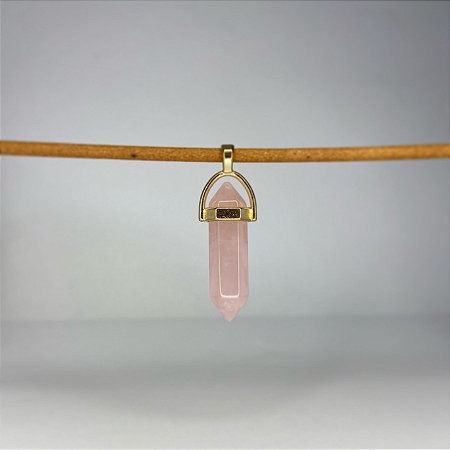Pingente Quartzo Rosa Dourado