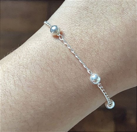 Pulseira de Bolinhas Prata 925