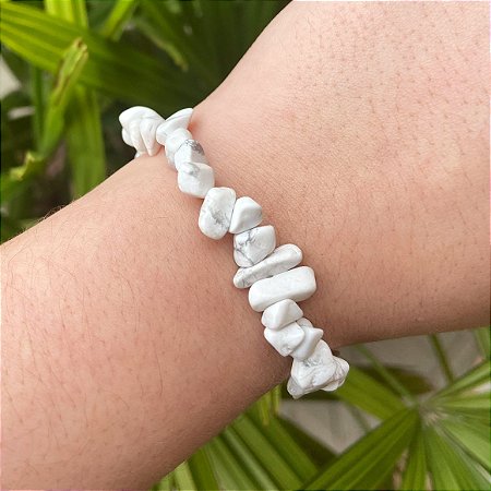 Pulseira Cascalho de Howlita Branca