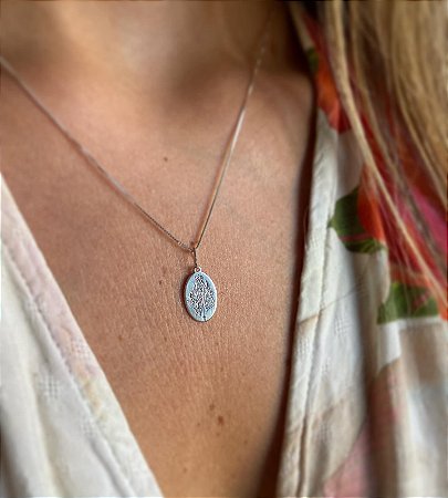 Colar Nossa Senhora Aparecida em Prata 925