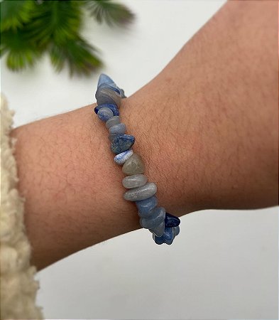 Pulseira Cascalho de Quartzo Azul