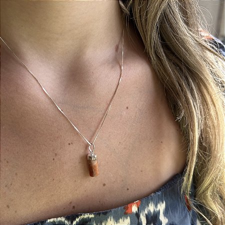 Pingente de Calcita Laranja em Prata 925