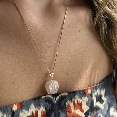 Pingente de Quartzo Rosa bruto
