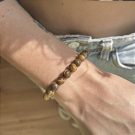 Pulseira de Olho de Tigre em esfera