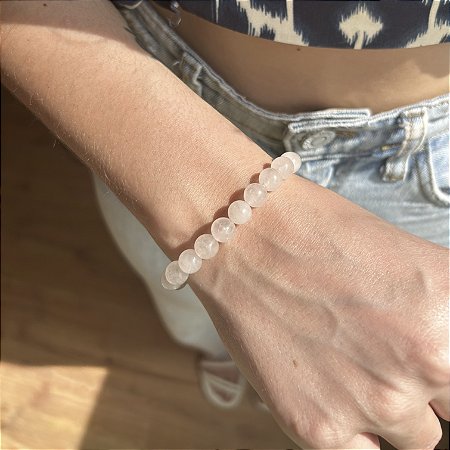 Pulseira de Quartzo Rosa em esfera
