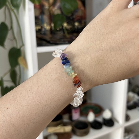 Pulseira de Quartzo Cristal Sete Chakras