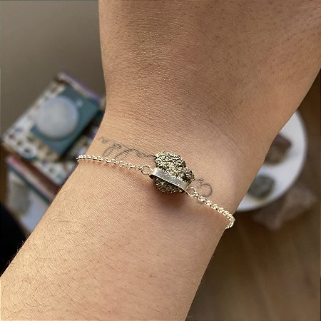 Pulseira Pedra de Pirita em prata 925