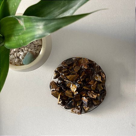 Incensário de Olho de Tigre na resina
