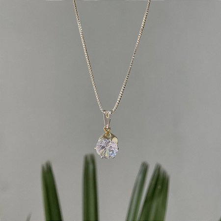 Colar Ponto de Luz Banhado à Prata