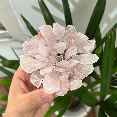Incensário Quartzo Rosa em Resina