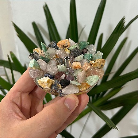 Incensário Pedras Diversas em Resina