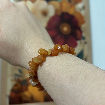Pulseira de Cascalho de Calcita Laranja