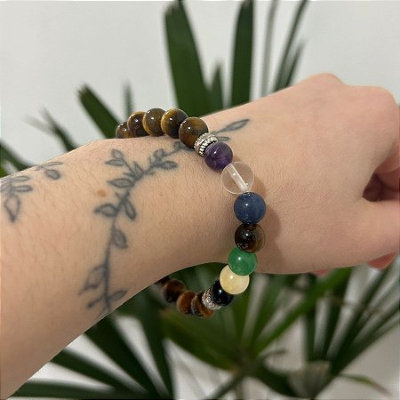 Pulseira 7 Chakras Olho de Tigre