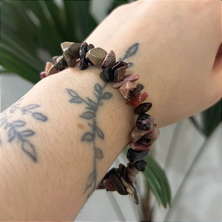 Pulseira Cascalho de Rodonita
