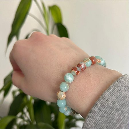 Pulseira Esfera Polida de Jaspe Imperial