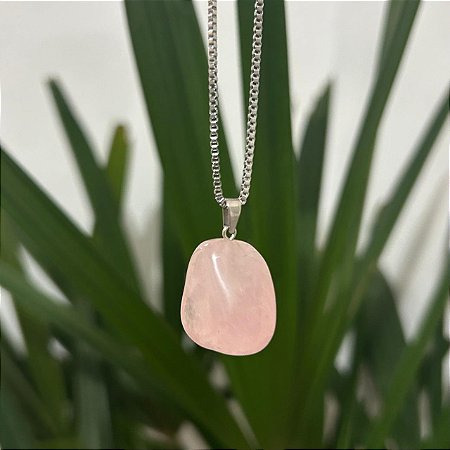 Pingente de Quartzo Rosa Polido