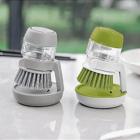 Escova prática para limpeza (na cozinha, banheiro)  com dispenser para detergente
