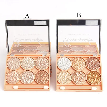 Paleta de Iluminador Cores, Pele Macia e Luminosa, Alta Pigmentação, Maquiagem Perfeita - FEBELLA